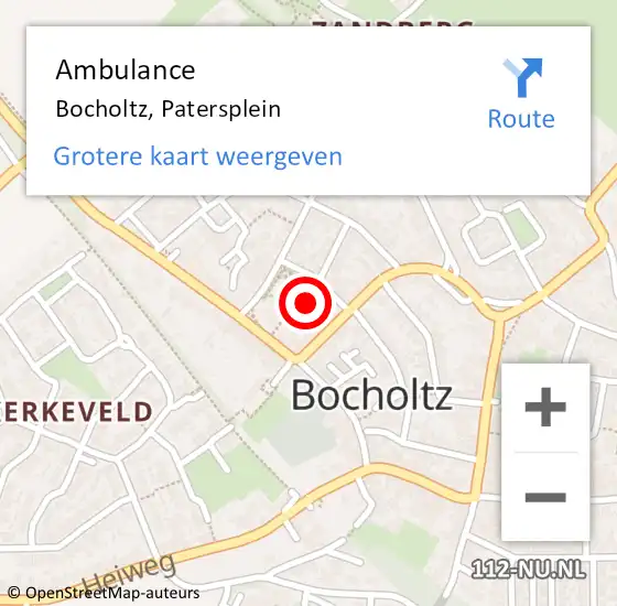 Locatie op kaart van de 112 melding: Ambulance Bocholtz, Patersplein op 26 maart 2015 11:10