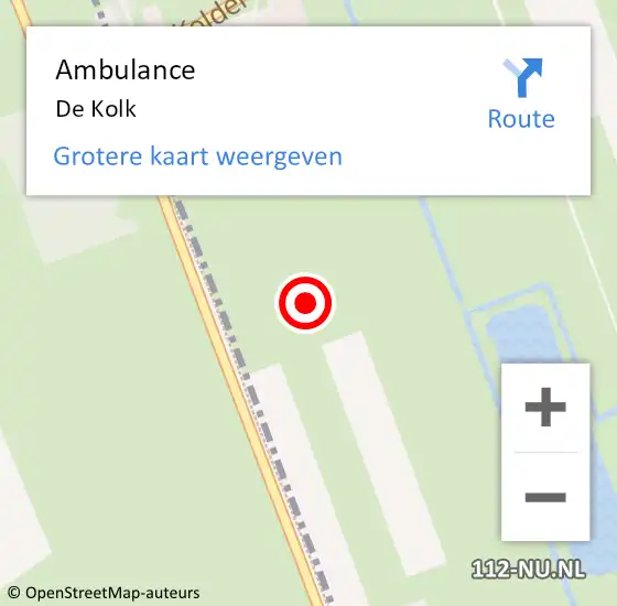 Locatie op kaart van de 112 melding: Ambulance De Kolk op 26 maart 2015 11:51