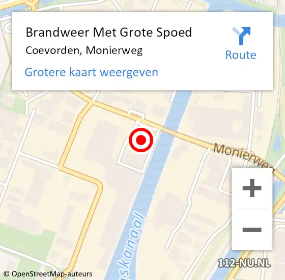 Locatie op kaart van de 112 melding: Brandweer Met Grote Spoed Naar Coevorden, Monierweg op 26 maart 2015 12:05