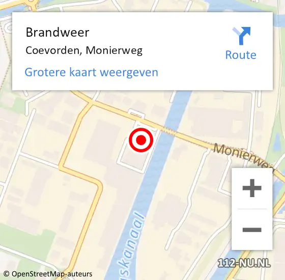 Locatie op kaart van de 112 melding: Brandweer Coevorden, Monierweg op 26 maart 2015 12:10