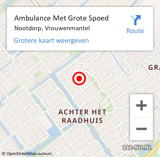 Locatie op kaart van de 112 melding: Ambulance Met Grote Spoed Naar Nootdorp, Vrouwenmantel op 2 november 2013 21:50