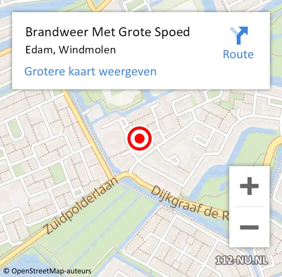 Locatie op kaart van de 112 melding: Brandweer Met Grote Spoed Naar Edam, Windmolen op 26 maart 2015 14:59