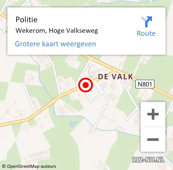 Locatie op kaart van de 112 melding: Politie Wekerom, Hoge Valkseweg op 26 maart 2015 15:09