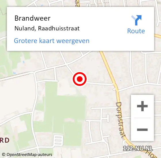 Locatie op kaart van de 112 melding: Brandweer Nuland, Raadhuisstraat op 26 maart 2015 15:14