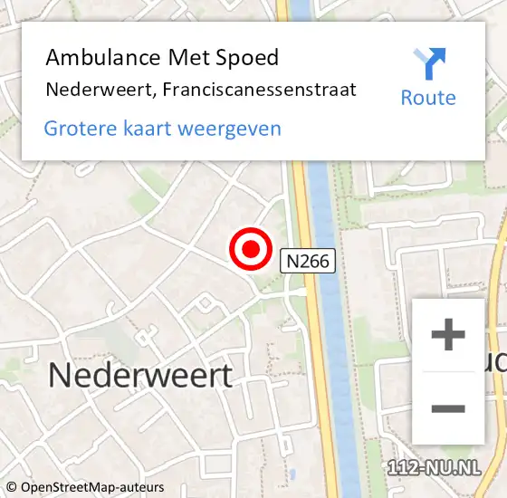 Locatie op kaart van de 112 melding: Ambulance Met Spoed Naar Nederweert, Franciscanessenstraat op 26 maart 2015 15:24