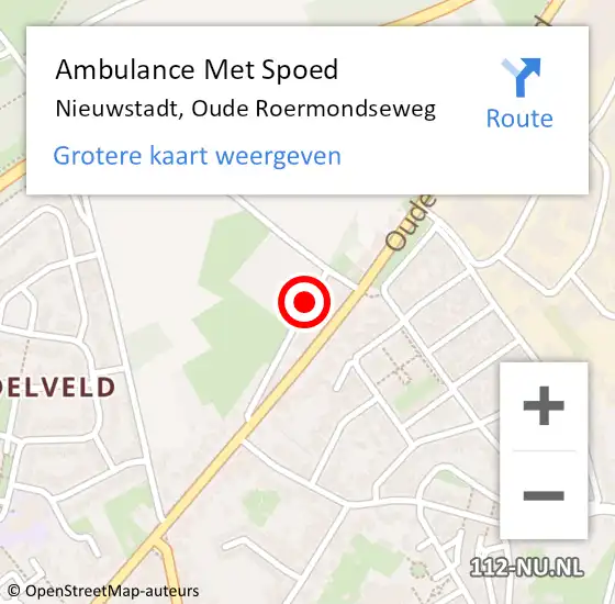 Locatie op kaart van de 112 melding: Ambulance Met Spoed Naar Nieuwstadt, Oude Roermondseweg op 26 maart 2015 15:36