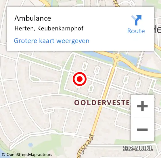 Locatie op kaart van de 112 melding: Ambulance Herten, Keubenkamphof op 26 maart 2015 15:57