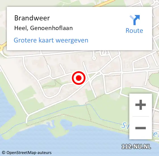 Locatie op kaart van de 112 melding: Brandweer Heel, Genoenhoflaan op 26 maart 2015 16:49