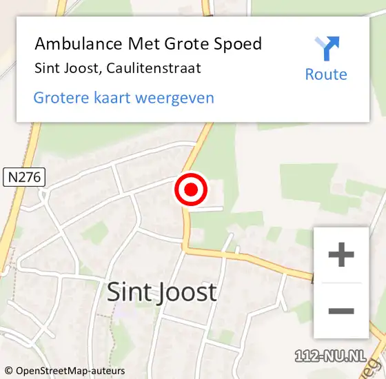 Locatie op kaart van de 112 melding: Ambulance Met Grote Spoed Naar Sint Joost, Caulitenstraat op 26 maart 2015 16:50