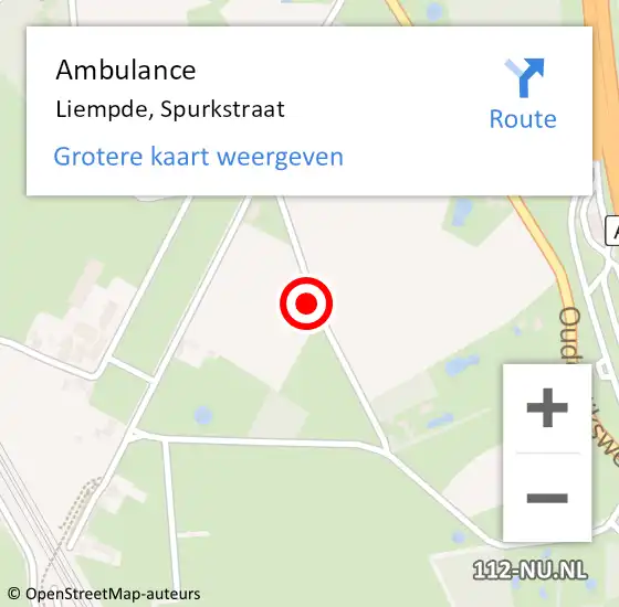 Locatie op kaart van de 112 melding: Ambulance Liempde, Spurkstraat op 26 maart 2015 17:05