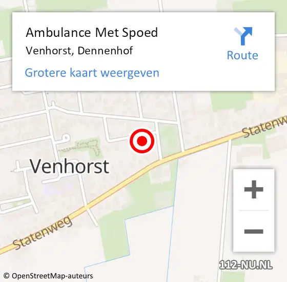 Locatie op kaart van de 112 melding: Ambulance Met Spoed Naar Venhorst, Dennenhof op 26 maart 2015 17:55