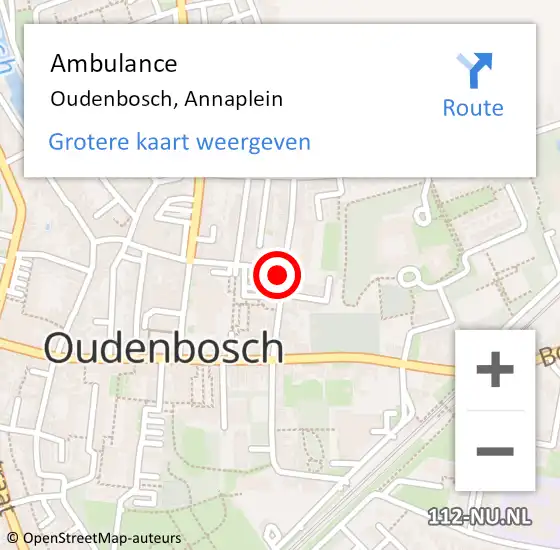 Locatie op kaart van de 112 melding: Ambulance Oudenbosch, Annaplein op 26 maart 2015 18:42