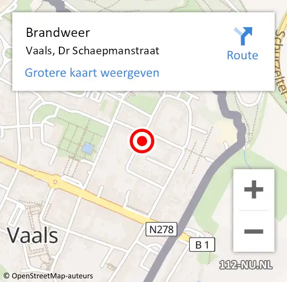 Locatie op kaart van de 112 melding: Brandweer Vaals, Dr Schaepmanstraat op 26 maart 2015 18:47
