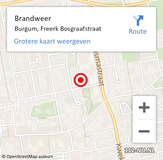 Locatie op kaart van de 112 melding: Brandweer Burgum, Freerk Bosgraafstraat op 26 maart 2015 19:03