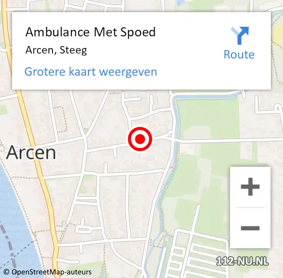 Locatie op kaart van de 112 melding: Ambulance Met Spoed Naar Arcen, Steeg op 26 maart 2015 20:00