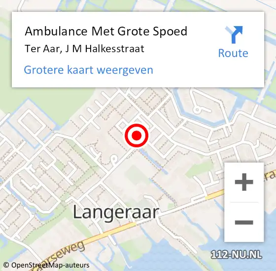 Locatie op kaart van de 112 melding: Ambulance Met Grote Spoed Naar Ter Aar, J M Halkesstraat op 26 maart 2015 20:19