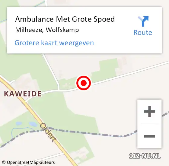 Locatie op kaart van de 112 melding: Ambulance Met Grote Spoed Naar Milheeze, Wolfskamp op 26 maart 2015 20:48