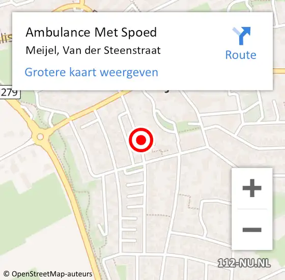 Locatie op kaart van de 112 melding: Ambulance Met Spoed Naar Meijel, Van der Steenstraat op 26 maart 2015 20:58