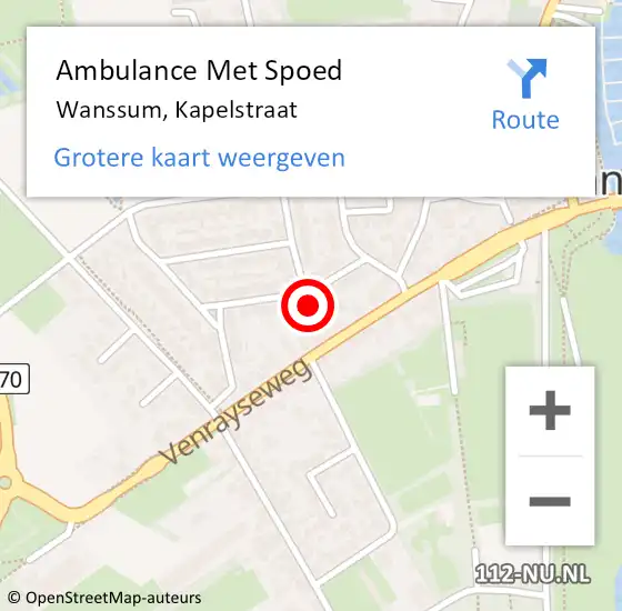 Locatie op kaart van de 112 melding: Ambulance Met Spoed Naar Wanssum, Kapelstraat op 26 maart 2015 21:09