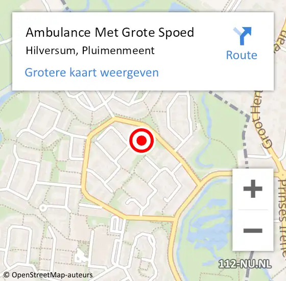 Locatie op kaart van de 112 melding: Ambulance Met Grote Spoed Naar Hilversum, Pluimenmeent op 26 maart 2015 22:49