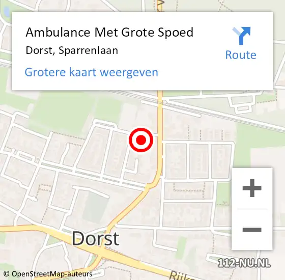 Locatie op kaart van de 112 melding: Ambulance Met Grote Spoed Naar Dorst, Sparrenlaan op 27 maart 2015 00:03