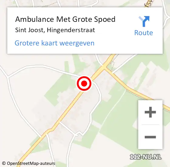 Locatie op kaart van de 112 melding: Ambulance Met Grote Spoed Naar Sint Joost, Hingenderstraat op 27 maart 2015 01:50