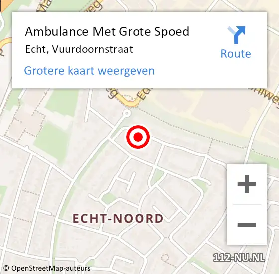 Locatie op kaart van de 112 melding: Ambulance Met Grote Spoed Naar Echt, Vuurdoornstraat op 27 maart 2015 04:16