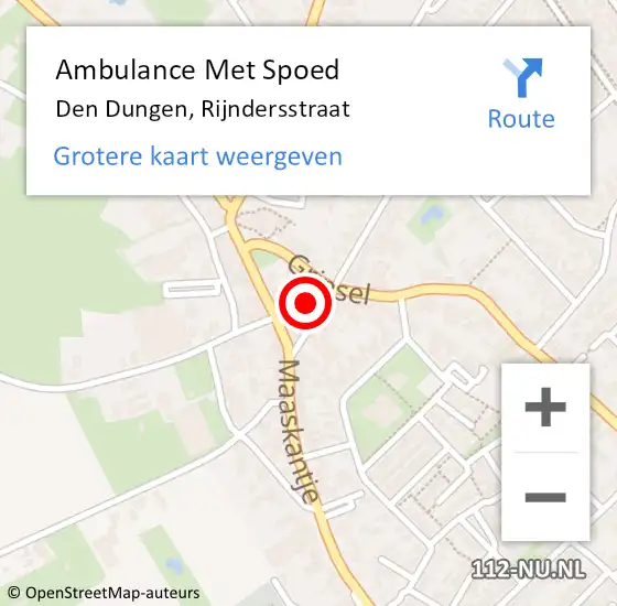 Locatie op kaart van de 112 melding: Ambulance Met Spoed Naar Den Dungen, Rijndersstraat op 27 maart 2015 07:02