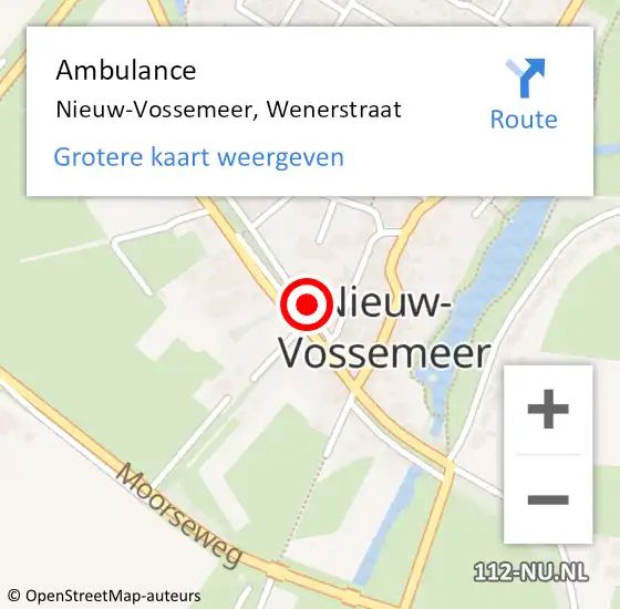 Locatie op kaart van de 112 melding: Ambulance Nieuw-Vossemeer, Wenerstraat op 27 maart 2015 08:06