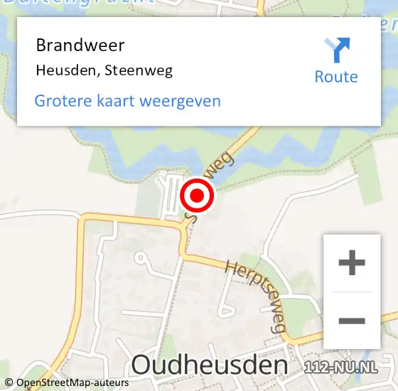 Locatie op kaart van de 112 melding: Brandweer Heusden, Steenweg op 27 maart 2015 08:15