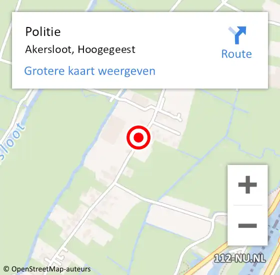 Locatie op kaart van de 112 melding: Politie Akersloot, Hoogegeest op 27 maart 2015 08:15