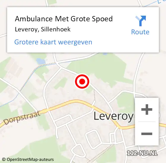 Locatie op kaart van de 112 melding: Ambulance Met Grote Spoed Naar Leveroy, Sillenhoek op 27 maart 2015 08:29