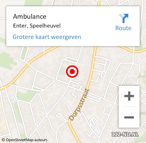 Locatie op kaart van de 112 melding: Ambulance Enter, Speelheuvel op 27 maart 2015 09:11