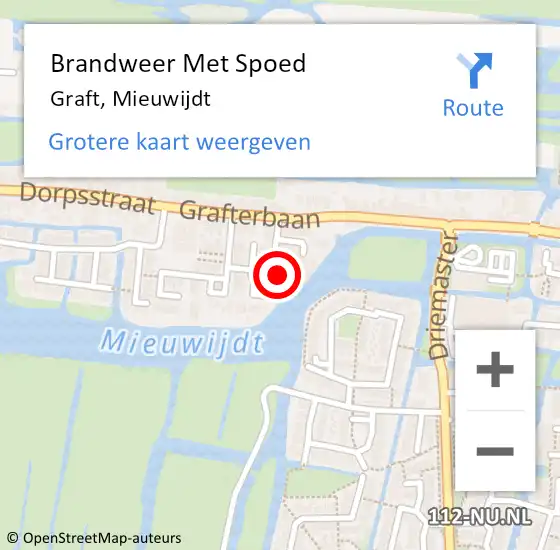 Locatie op kaart van de 112 melding: Brandweer Met Spoed Naar Graft, Mieuwijdt op 27 maart 2015 09:48