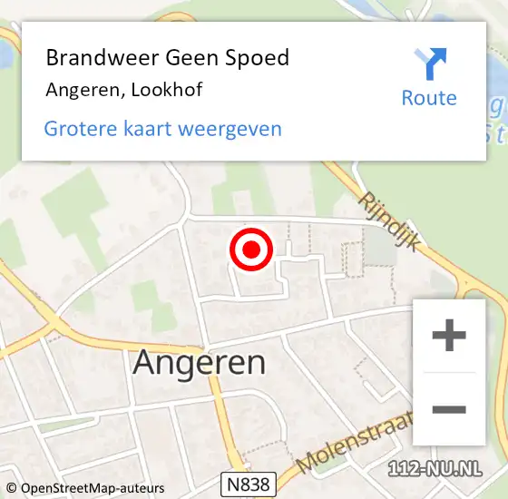 Locatie op kaart van de 112 melding: Brandweer Geen Spoed Naar Angeren, Lookhof op 27 maart 2015 09:51