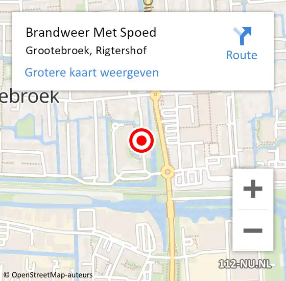 Locatie op kaart van de 112 melding: Brandweer Met Spoed Naar Grootebroek, Rigtershof op 27 maart 2015 10:03