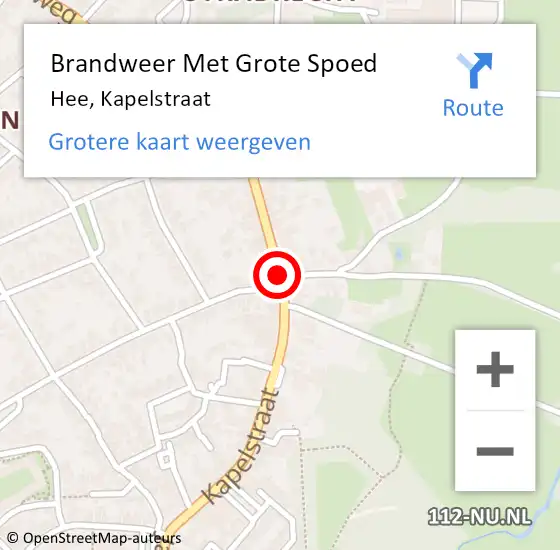 Locatie op kaart van de 112 melding: Brandweer Met Grote Spoed Naar Hee, Kapelstraat op 27 maart 2015 10:27