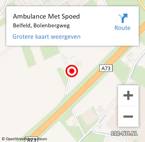 Locatie op kaart van de 112 melding: Ambulance Met Spoed Naar Belfeld, Bolenbergweg op 27 maart 2015 10:53