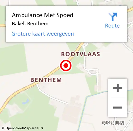 Locatie op kaart van de 112 melding: Ambulance Met Spoed Naar Bakel, Benthem op 27 maart 2015 10:53