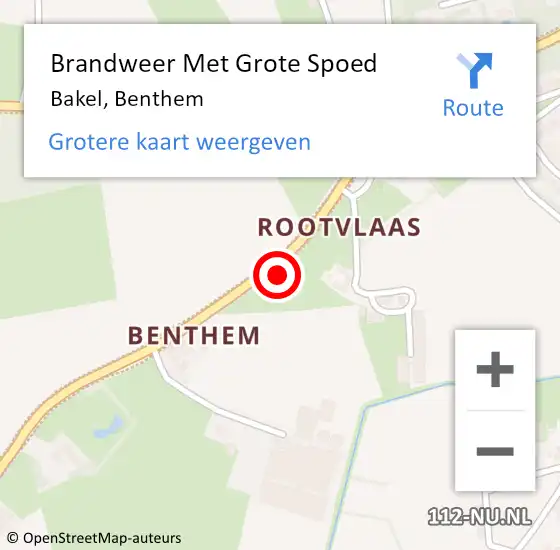 Locatie op kaart van de 112 melding: Brandweer Met Grote Spoed Naar Bakel, Benthem op 27 maart 2015 11:00