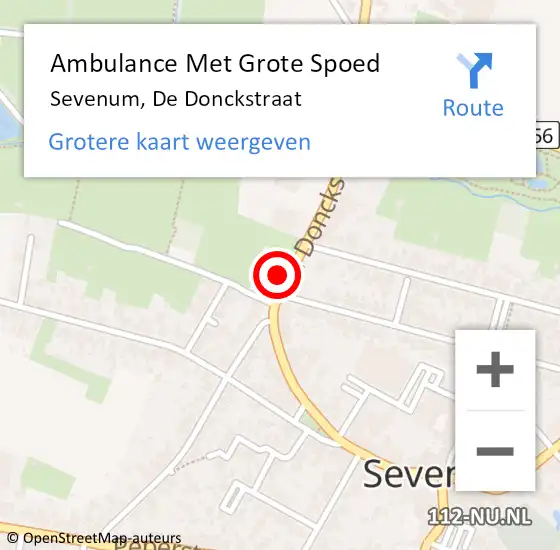 Locatie op kaart van de 112 melding: Ambulance Met Grote Spoed Naar Sevenum, De Donckstraat op 27 maart 2015 11:01