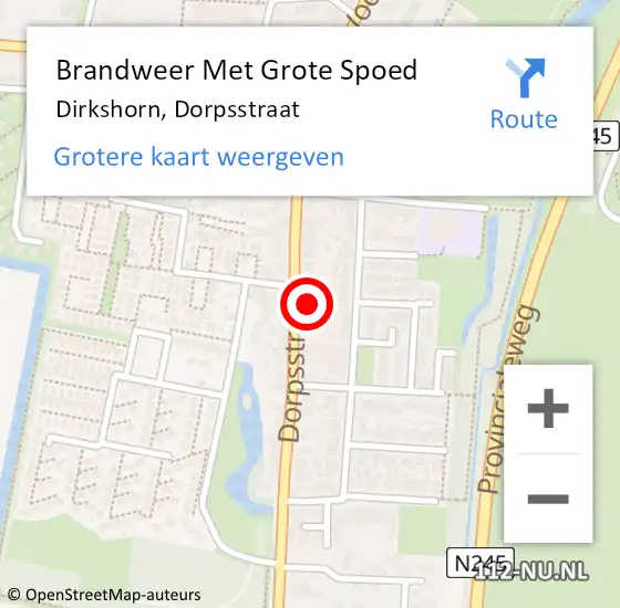 Locatie op kaart van de 112 melding: Brandweer Met Grote Spoed Naar Dirkshorn, Dorpsstraat op 27 maart 2015 11:18