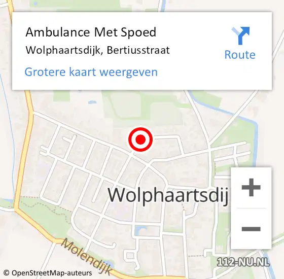 Locatie op kaart van de 112 melding: Ambulance Met Spoed Naar Wolphaartsdijk, Bertiusstraat op 27 maart 2015 11:29