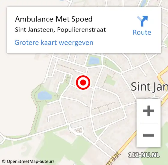 Locatie op kaart van de 112 melding: Ambulance Met Spoed Naar Sint Jansteen, Populierenstraat op 27 maart 2015 11:30
