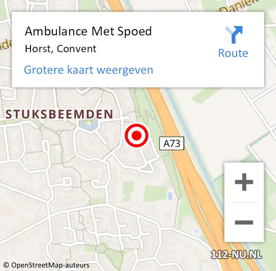 Locatie op kaart van de 112 melding: Ambulance Met Spoed Naar Horst, Convent op 27 maart 2015 11:34