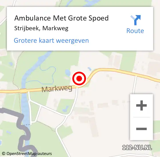 Locatie op kaart van de 112 melding: Ambulance Met Grote Spoed Naar Strijbeek, Markweg op 27 maart 2015 11:40