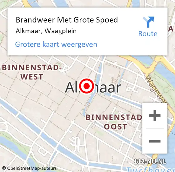 Locatie op kaart van de 112 melding: Brandweer Met Grote Spoed Naar Alkmaar, Waagplein op 27 maart 2015 11:51