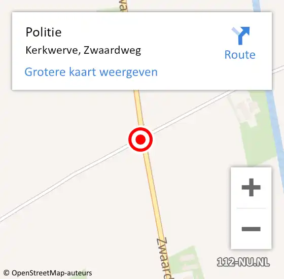 Locatie op kaart van de 112 melding: Politie Kerkwerve, Zwaardweg op 27 maart 2015 12:03