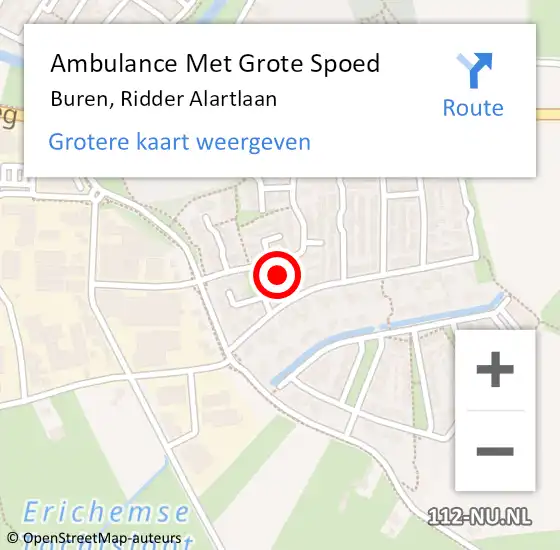 Locatie op kaart van de 112 melding: Ambulance Met Grote Spoed Naar Buren, Ridder Alartlaan op 27 maart 2015 12:23