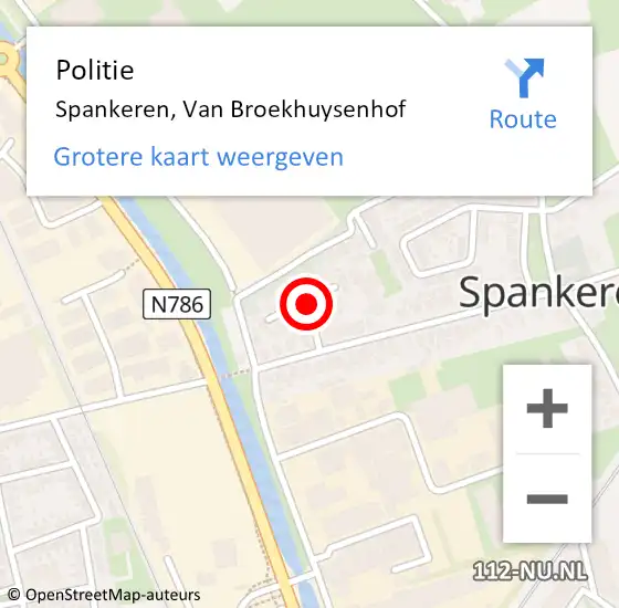 Locatie op kaart van de 112 melding: Politie Spankeren, Van Broekhuysenhof op 27 maart 2015 13:30